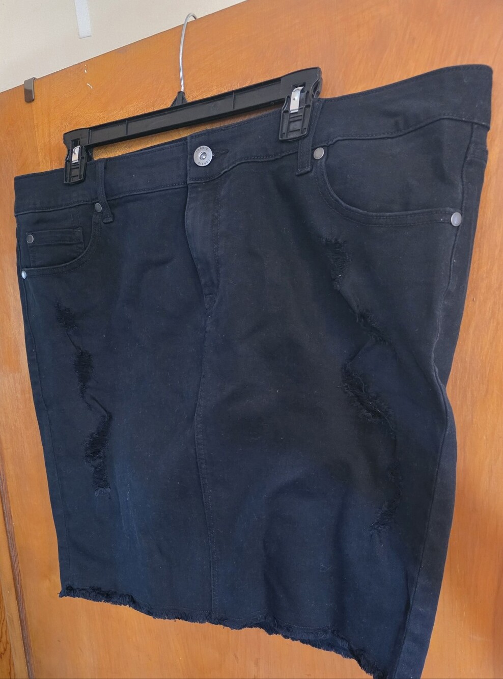 NEW Black Denim Distressed Mini Skirt Size 20